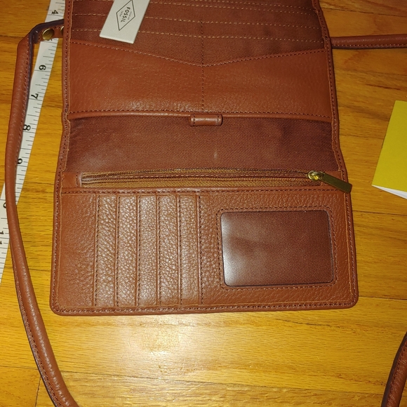 Fossil Brown Leather Sophia Wallet Crossbody Bag Removable Strap Convertible - Picture 3 of 15